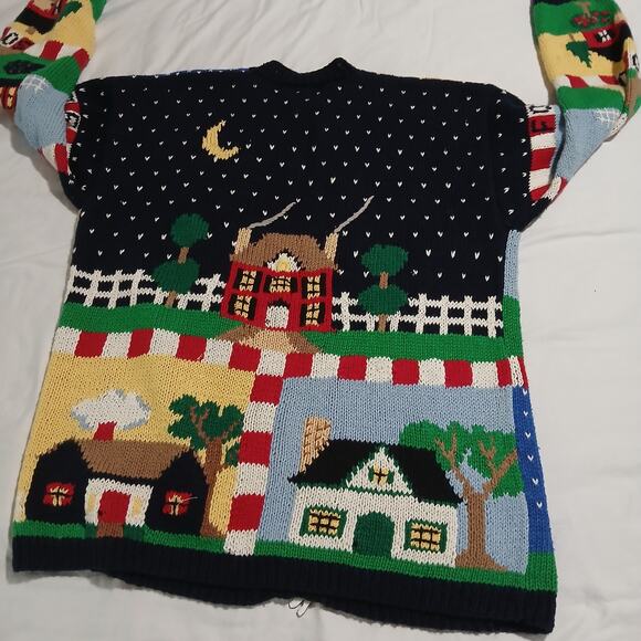 VTG PBJ Sport Women's Large Cardigan Realtor Sweater Cotton Blnd Novelty Buttons - Picture 3 of 12